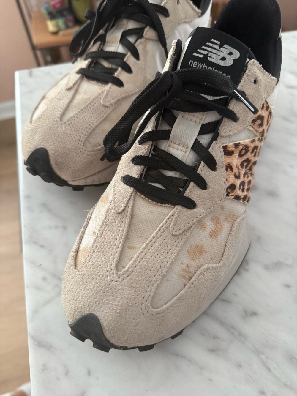 New Balance Women’s 327 Logo Low-Top Sneakers in Beige Leopard (9) - Picture 9 of 15